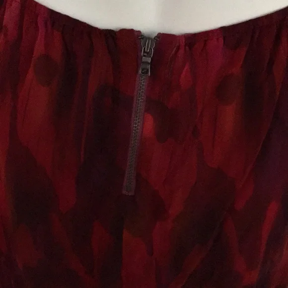 ALICE OLIVIA OPEN BACK LINED EUC RED PRINT MAXI DRESS SHEER SILK SIZE SMALL